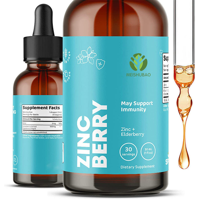 OEM Zinc Liquid Drops كبريتات الزنك عن طريق الفم سائل فيتامين C الزنك قطرات مكمل غذائي للبالغين والأطفال