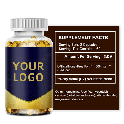 OEM بالجملة 60pcs الجلوتاثيون 500mg كبسولات الجمال تبييض البشرة المنتج الجلوتاثيون كبسولة