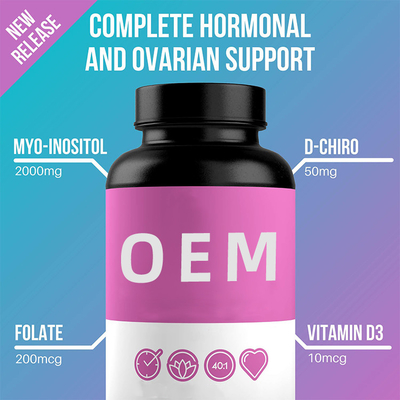مكملات دعم هرمون المرأة المضادة للتعب مع مكمل D-Chiro Inositol Folate Vitamin D3
